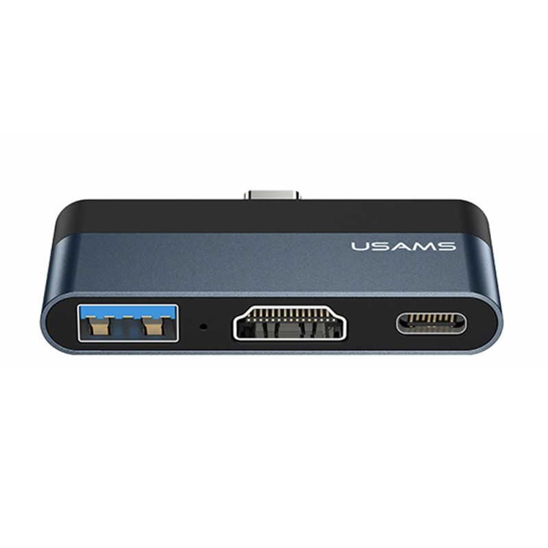 Hub Type-C la 1xUSB, Type-C, HDMI 60W - USAMS mini (US-SJ492) - Dark Gray