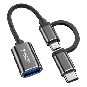 Adaptor Type-C, Micro USB la USB 3.0, OTG, 5Gbps - Yesido (GS02) - Black