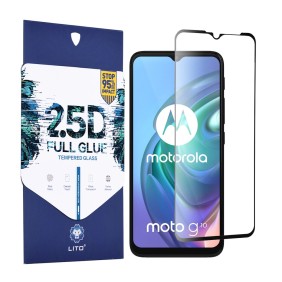 Folie pentru Motorola Moto G10 / Moto G20 / Moto G30 / Moto E7 Plus  / Moto G9 Play - Lito 2.5D FullGlue Glass - Black