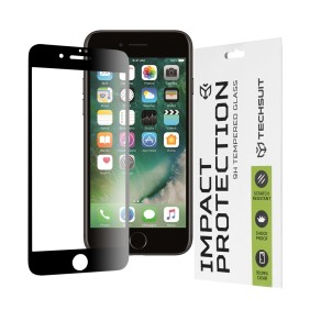 Folie pentru iPhone 7 / 8 / SE 2, SE 2020 / SE 3, SE 2022 - Techsuit 111D Full Cover / Full Glue Glass - Black