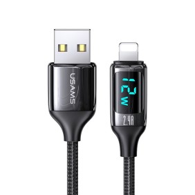 Cablu de Date USB la Lightning PD, 12W, Digital Display, Fast Charge, 1.2m - Usams U78 (US-SJ543) - Black