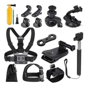 Set Accesorii GoPro 14in1 - Techsuit Action Camera (CAL29) - Black