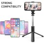 Selfie Stick Stabil Bluetooth, 101cm - Techsuit Remote and Tripod Mount (Q01) - Black