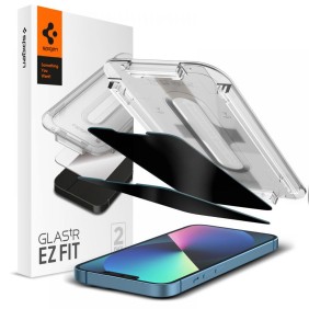 Folie pentru iPhone 13 / 13 Pro / iPhone 14 (set 2) - Spigen Glas.tR EZ FIT Privacy - Clear