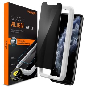 Folie pentru iPhone 11 / XR - Spigen Glas.tR Align Master Privacy - Black