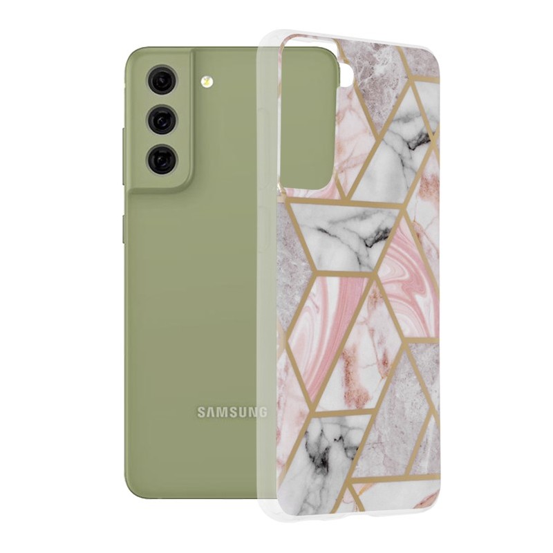 Husa pentru Samsung Galaxy S21 FE 5G - Techsuit Marble Series - Pink Hex