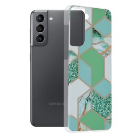 Husa pentru Samsung Galaxy S21 5G - Techsuit Marble Series - Green Hex
