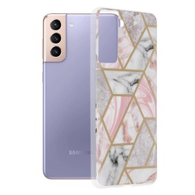 Husa pentru Samsung Galaxy S21 Plus 5G - Techsuit Marble Series - Pink Hex