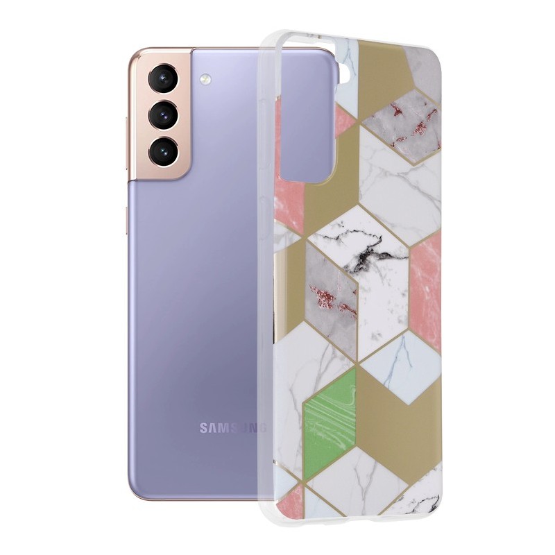 Husa pentru Samsung Galaxy S21 Plus 5G - Techsuit Marble Series - Purple Hex