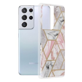 Husa pentru Samsung Galaxy S21 Ultra 5G - Techsuit Marble Series - Pink Hex