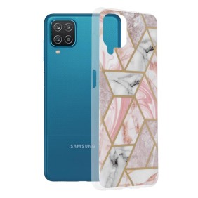 Husa pentru Samsung Galaxy A12 / A12 Nacho - Techsuit Marble Series - Pink Hex