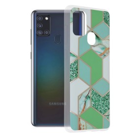 Husa pentru Samsung Galaxy A21s - Techsuit Marble Series - Green Hex