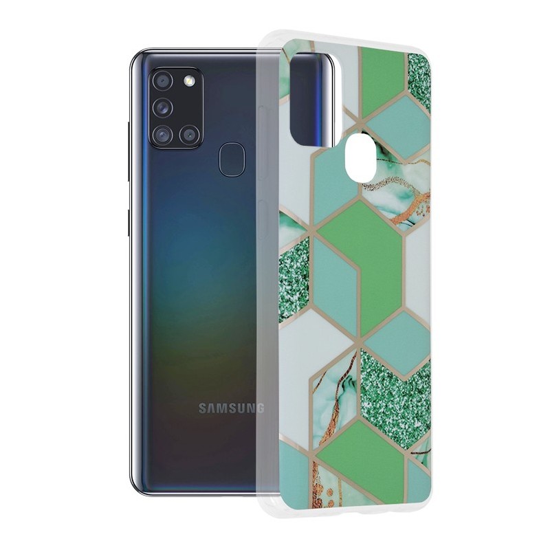 Husa pentru Samsung Galaxy A21s - Techsuit Marble Series - Green Hex