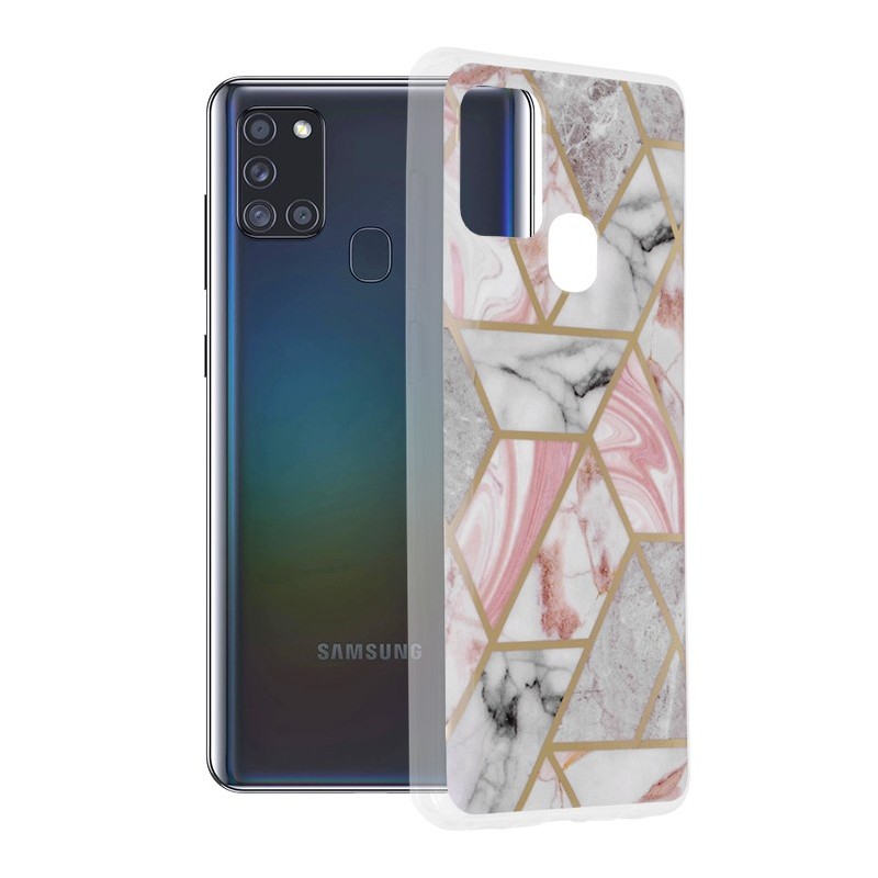 Husa pentru Samsung Galaxy A21s - Techsuit Marble Series - Pink Hex