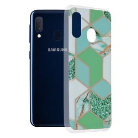 Husa pentru Samsung Galaxy A20e - Techsuit Marble Series - Green Hex