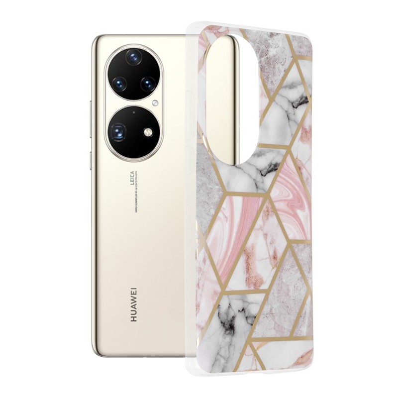 Husa pentru Huawei P50 Pro - Techsuit Marble Series - Pink Hex