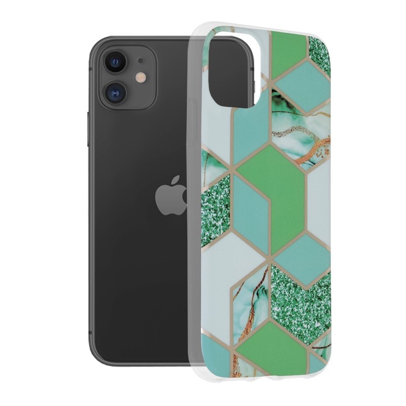 Husa pentru iPhone 11 - Techsuit Marble Series - Green Hex