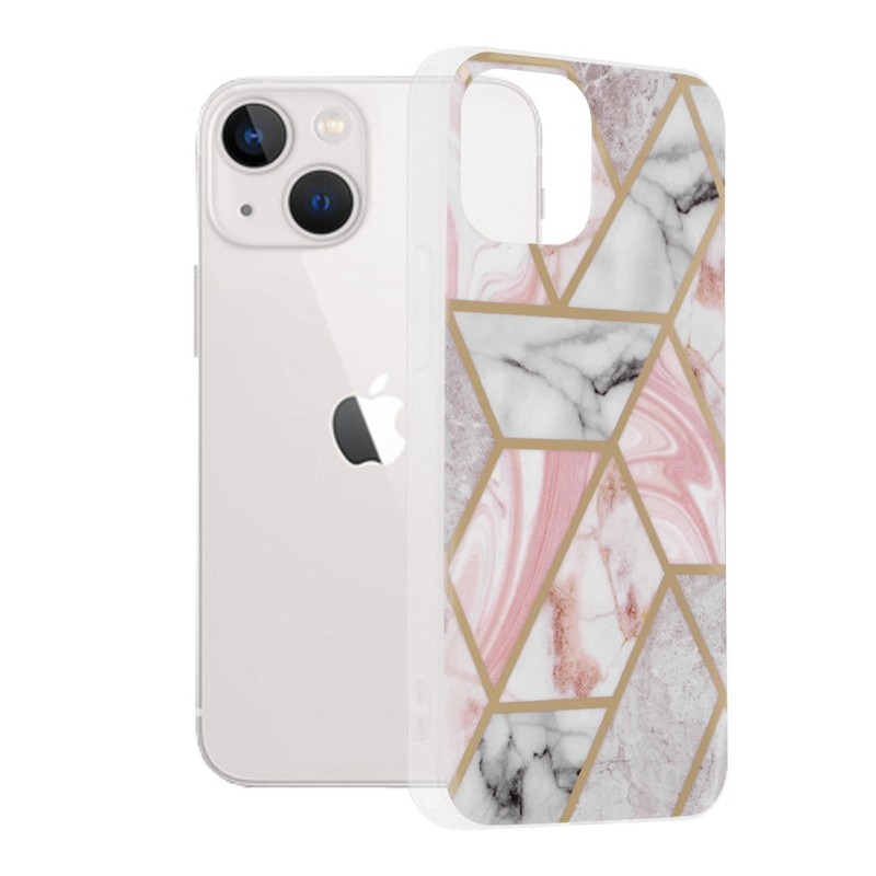 Husa pentru iPhone 13 mini - Techsuit Marble Series - Pink Hex