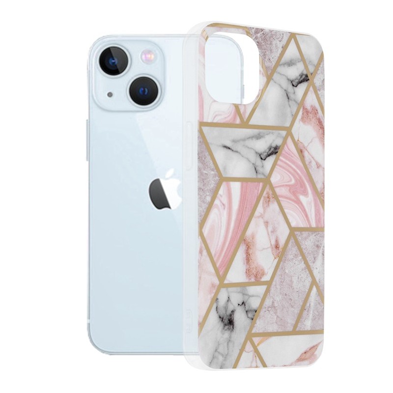 Husa pentru iPhone 13 - Techsuit Marble Series - Pink Hex