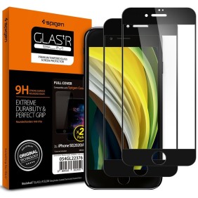 Folie pentru iPhone 7 / 8 / SE 2020 / SE 2022 (set 2) - Spigen Glas.tR Slim - Black