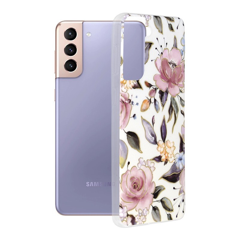Husa pentru Samsung Galaxy S21 Plus 5G - Techsuit Marble Series - Chloe White