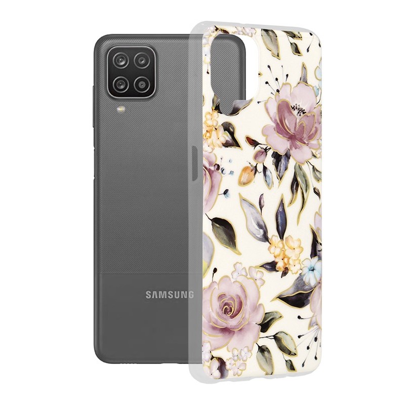 Husa pentru Samsung Galaxy A12 / A12 Nacho - Techsuit Marble Series - Chloe White
