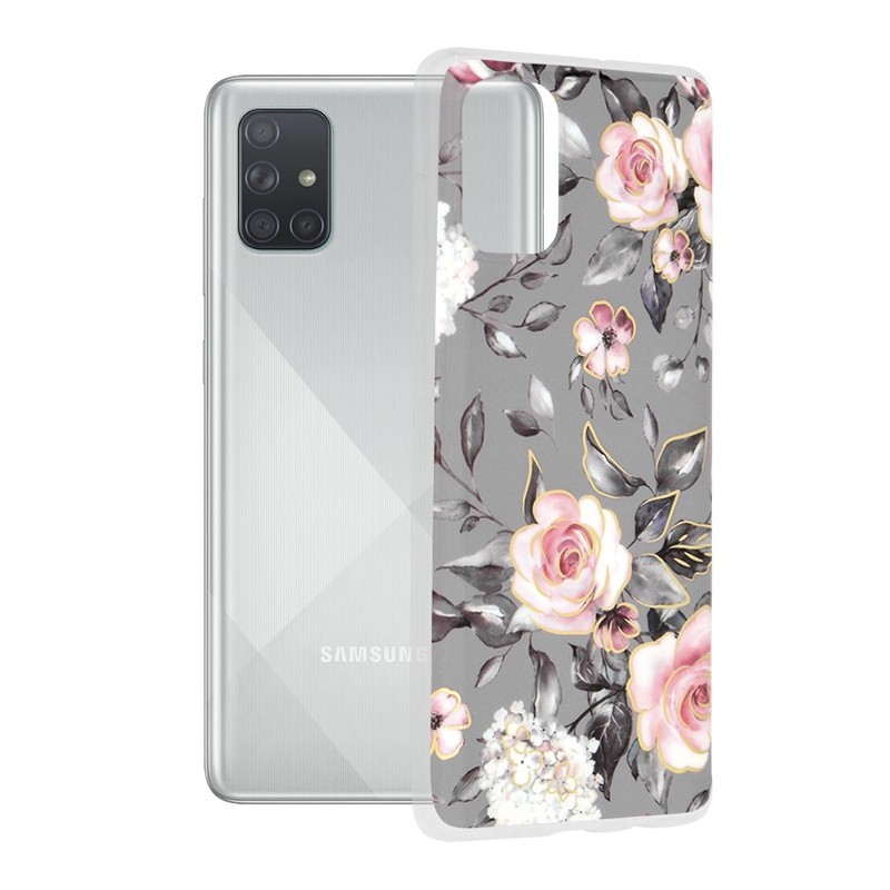 Husa pentru Samsung Galaxy A71 4G - Techsuit Marble Series - Bloom of Ruth Gray