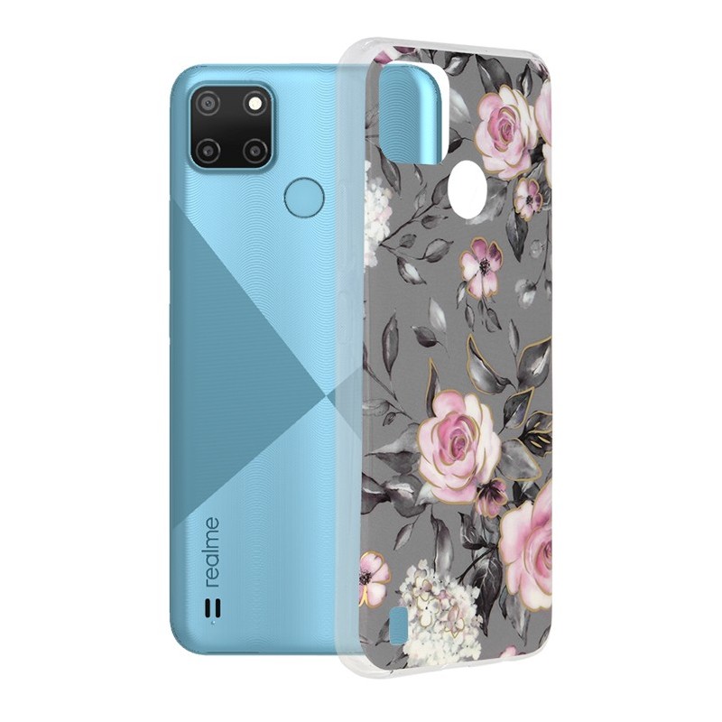 Husa pentru Realme C21Y / C25Y - Techsuit Marble Series - Bloom of Ruth Gray