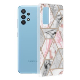 Husa pentru Samsung Galaxy A32 4G - Techsuit Marble Series - Pink Hex