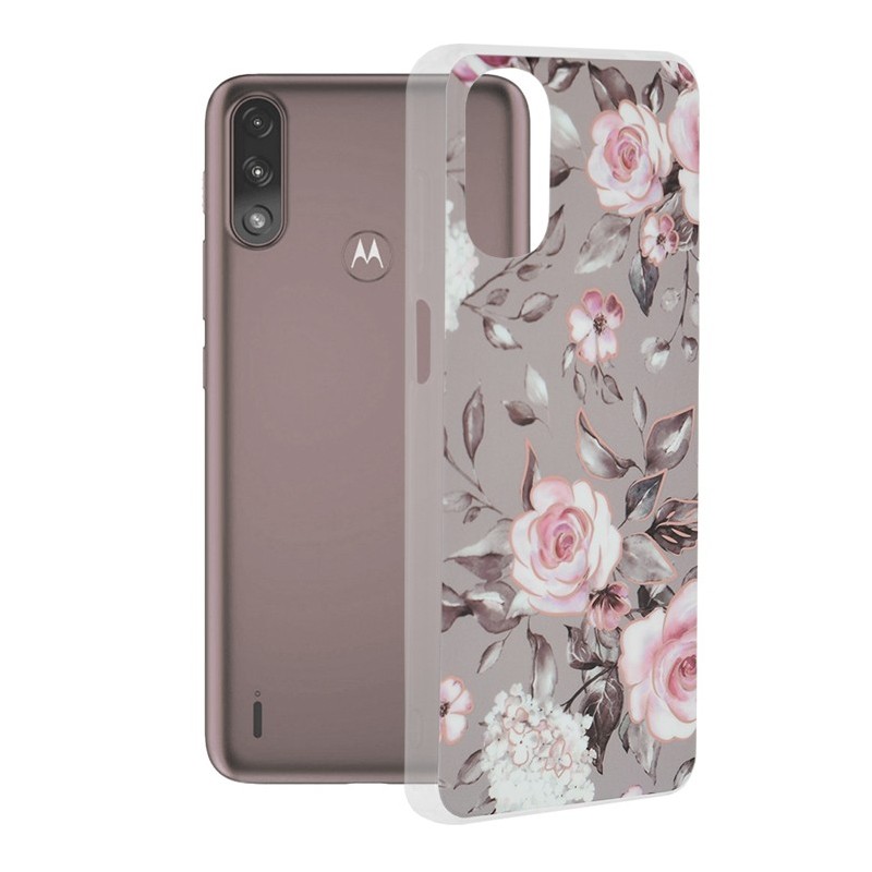 Husa pentru Motorola Moto E7 Power / Moto E7i Power - Techsuit Marble Series - Bloom of Ruth Gray