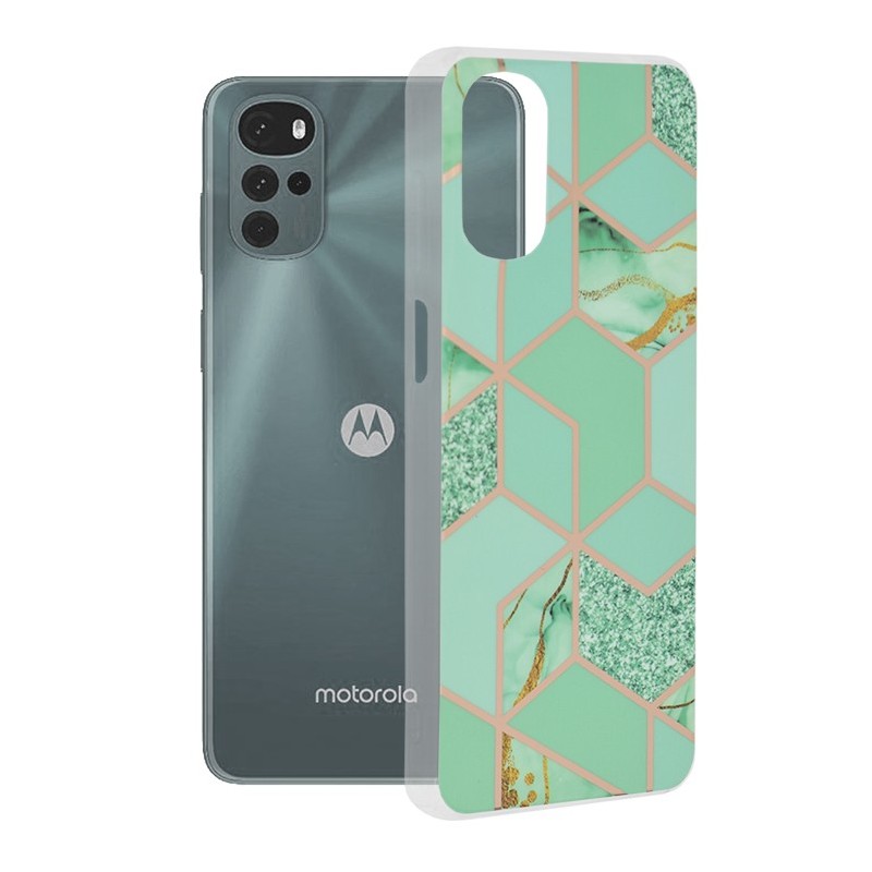 Husa pentru Motorola Moto G22 - Techsuit Marble Series - Green Hex