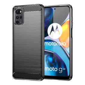 Husa pentru Motorola Moto G22 - Techsuit Carbon Silicone - Black