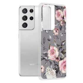 Husa pentru Samsung Galaxy S21 Ultra 5G - Techsuit Marble Series - Bloom of Ruth Gray