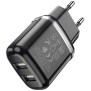 Incarcator Priza 2xUSB-A, 12W, 2.4A + Cablu Lightning 1m - Hoco Aspiring (N4) - Black