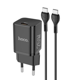 Incarcator USB-C, PD 25W, QC 3.0, 2.77A + Type C - Hoco Rigorous (N19) - Black