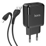 Incarcator Priza 2xUSB-A, 10W, 2.1A + Cablu Lightning - Hoco (N7 Speedy) - Black