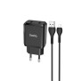 Incarcator Priza 2xUSB-A, 10W, 2.1A + Cablu Lightning - Hoco (N7 Speedy) - Black