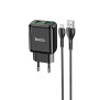 Incarcator Priza 2xUSB-A, Q.C 3.0, 18W, 3.0A + Cablu Micro-USB 1m - Hoco (N6 Charmer) - Black