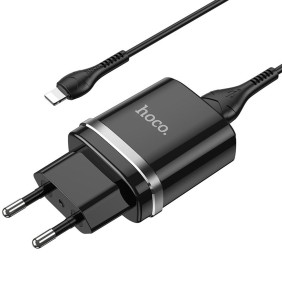 Incarcator Priza USB-A, 10W, 2.4A + Lightning - Hoco Ardent (N1) - Black