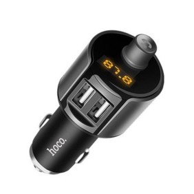 Incarcator Auto cu Modulator FM - 2xUSB-A, 12W, 2.4A - Hoco (E19) - Grey