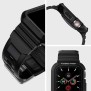 Husa pentru Apple Watch 4/5/6/7/8/9/SE/SE 2 (44/45mm) + Curea - Spigen Rugged Armor Pro - Black