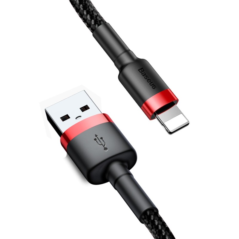 Cablu de Date USB la Lightning 1.5A, 2m - Baseus Cafule (CALKLF-C19) - Red Black