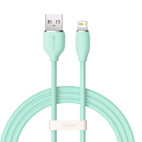 Cablu de Date USB la Lightning 2.4A, 1.2m - Baseus Jelly Liquid Silica Gel (CAGD000006) - Green