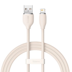 Cablu de Date USB la Lightning 2.4A, 1.2m - Baseus Jelly Liquid Silica Gel - Pink