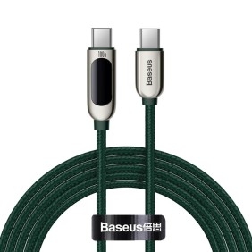 Cablu de Date Type-C la Type-C 100W, Fast Charging, 2m - Baseus Display (CATSK-C06) - Green