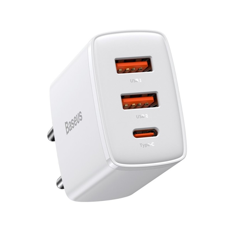 Incarcator Priza USB-C PD30W, 2xUSB-A QC3A - Baseus Compact (CCXJ-E02) - White