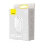 Incarcator Priza USB-C PD30W, 2xUSB-A QC3A - Baseus Compact (CCXJ-E02) - White