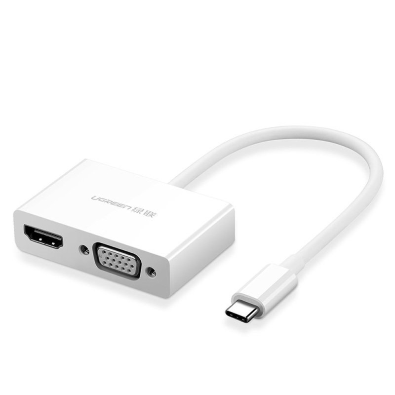 Convertor Type-C la HDMI 4k@30Hz, VGA 1920*1200@60Hz - Ugreen (30843) - White