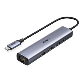 Hub Type-C la 3x USB-A, RJ45 PD 100W - Ugreen (20932) - Gray