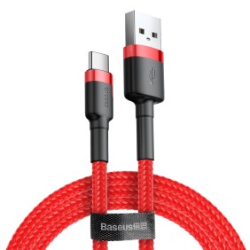 Cablu de Date USB Type-C, 3A, 0.5m - Baseus Cafule (CATKLF-A09) - Red